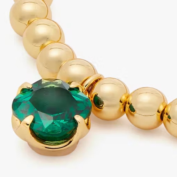 Kate Spade Pop of Joy Gold Toned Stretch Bracelet with Green CZ NWT - Picture 7 of 7